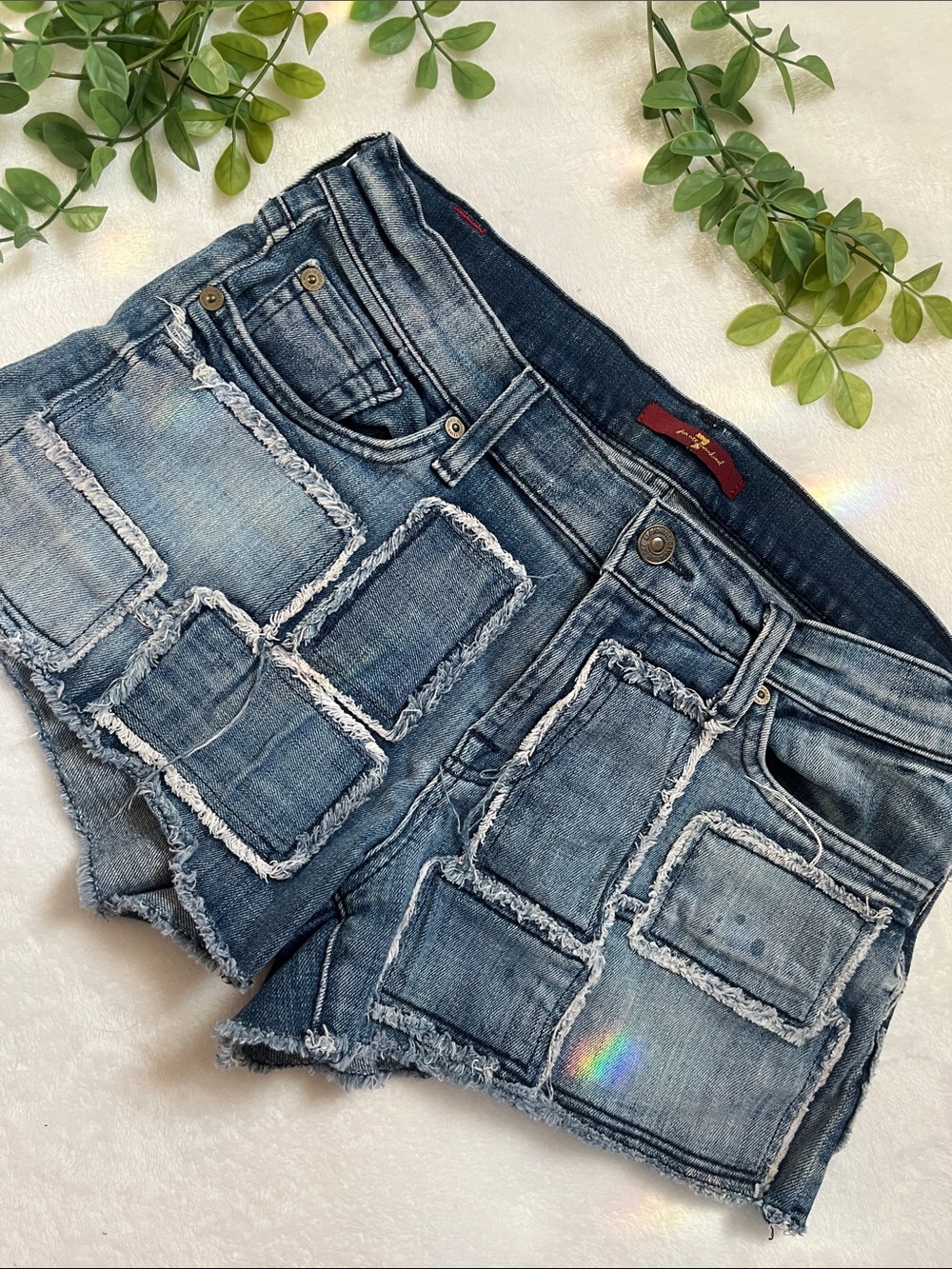 Vintage Y2K 7 for all mankind Patchwork Jean Shorts size 27
